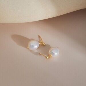 Genuine Baroque Freshwater Pearl Drop Earrings - Sterling Silver